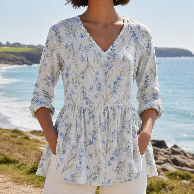Ansouis Floral V-Neck Tunic in As Picture