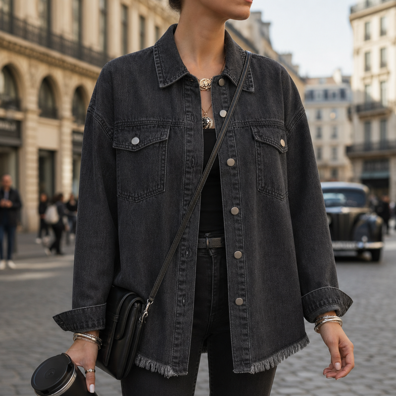 Comporta Oversized Denim Jacket in Black