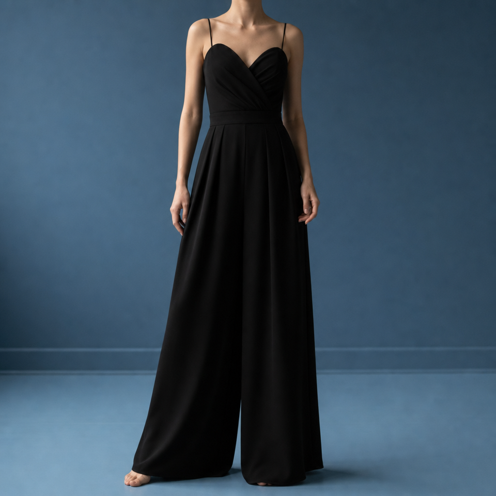 Avignon Sweetheart Wide Leg Jumpsuit in Black