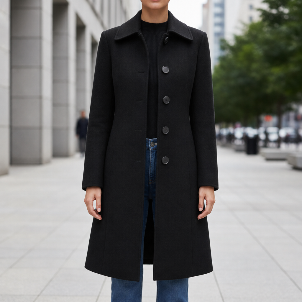 Tavira Structured Wool Coat in Black