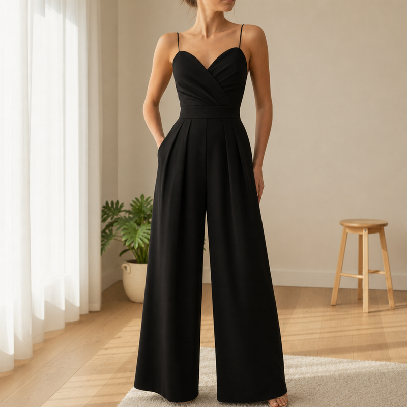 Meteora Sweetheart Wide Leg Jumpsuit in Black