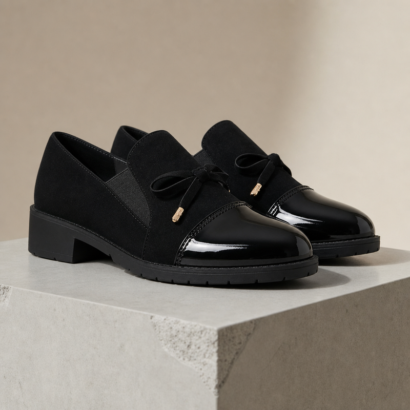 Estoril Bow Detail Loafers in Black