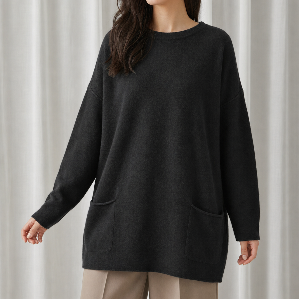 Perugia Relaxed Tunic Sweater in Black