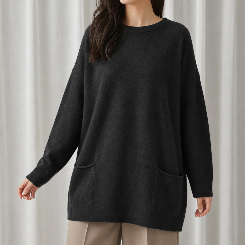 Perugia Relaxed Tunic Sweater in Black