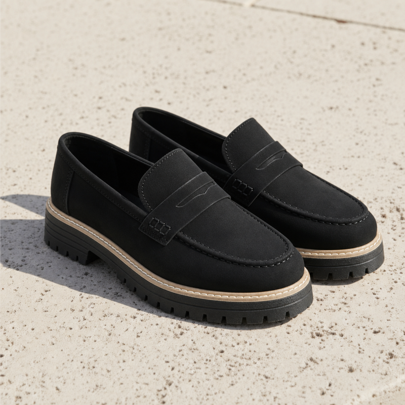 Apt Chunky Platform Loafers in Black