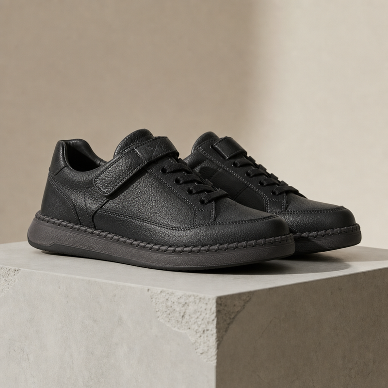 Merida Orthopedic Leather Sneakers in Black