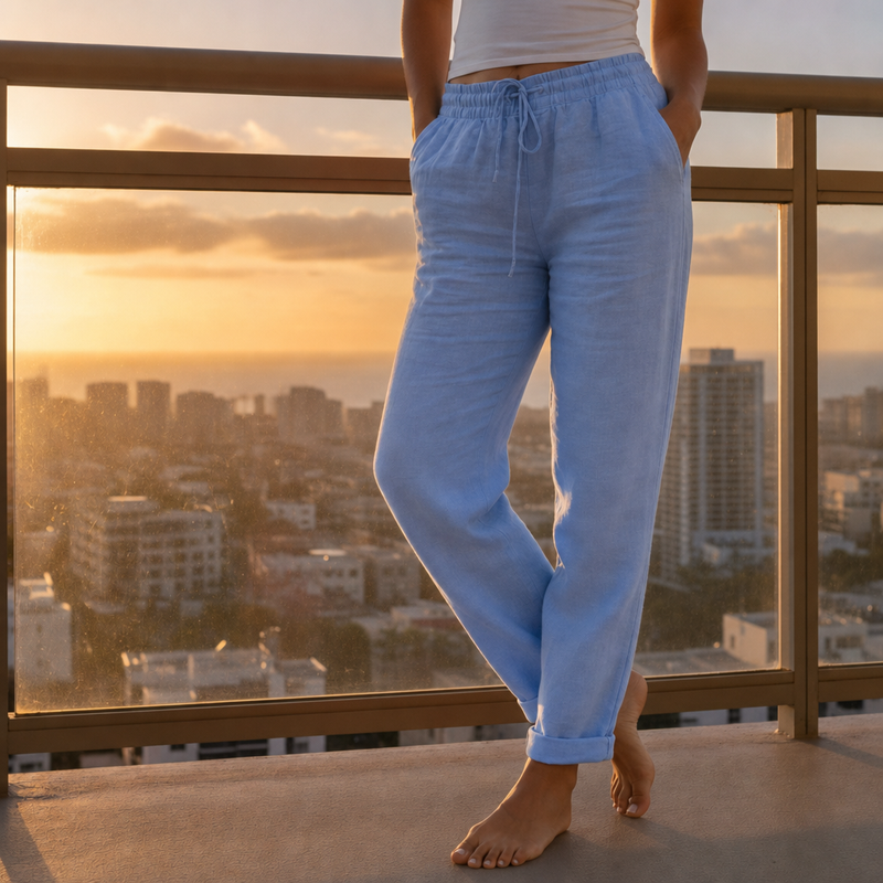 Trujillo Relaxed Linen Pants in Blue