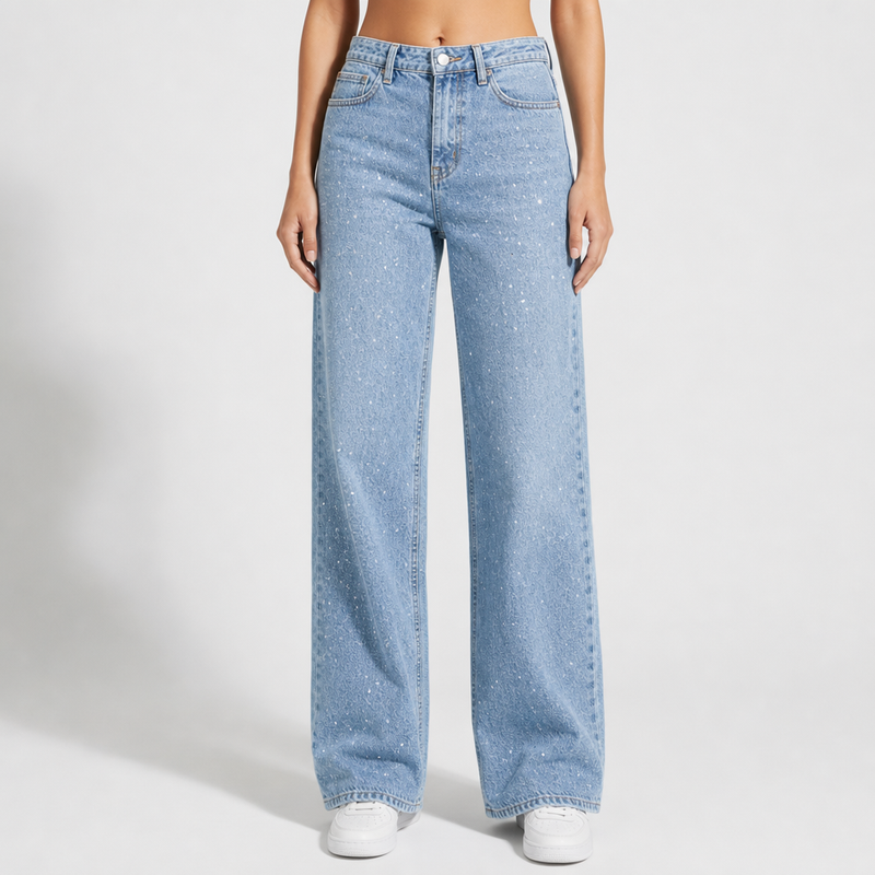Altea Glitter Wide-Leg Jeans in Blue