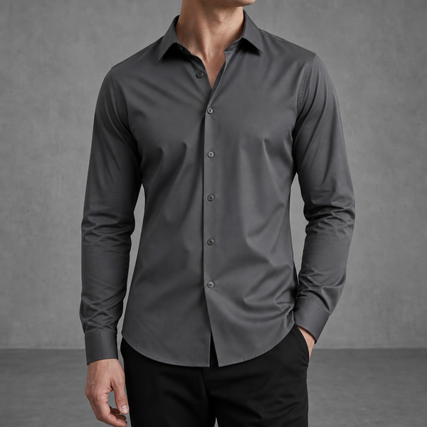 Oviedo Slim Fit Dress Shirt in Dark Grey