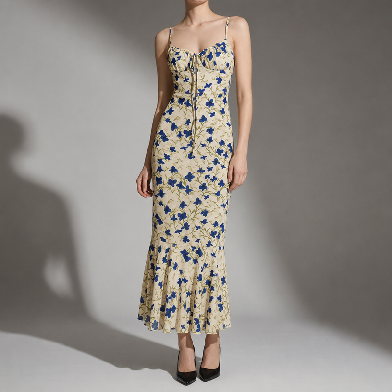 Sifnos Floral Ruffle Maxi Dress in Floral Print
