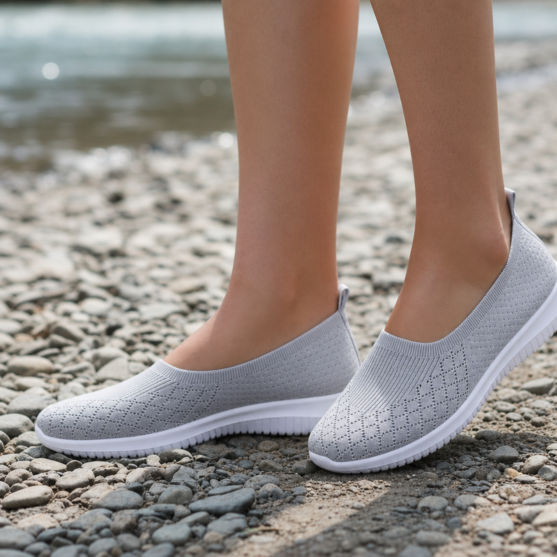 Mdina Knit Mesh Slip-On Sneakers in Gray