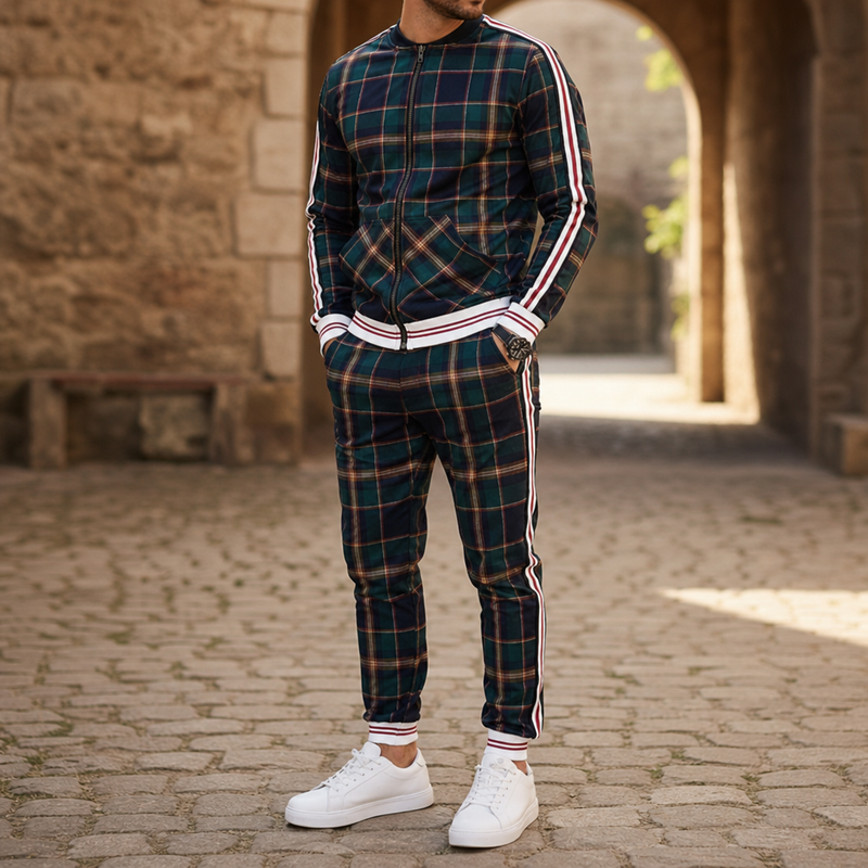 Larnaca Plaid Tracksuit Set in Green