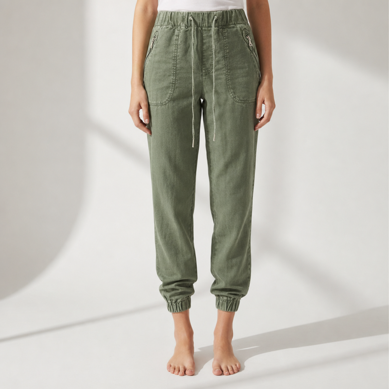 Modica Elastic Waist Joggers in Green