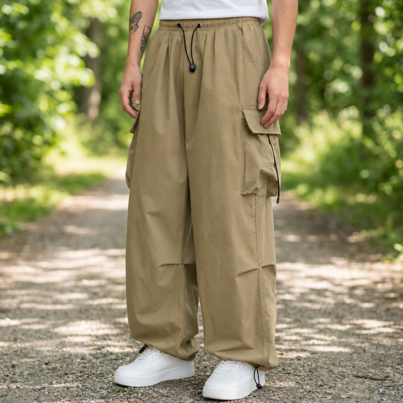 Noto Wide Leg Cargo Pants in Khaki