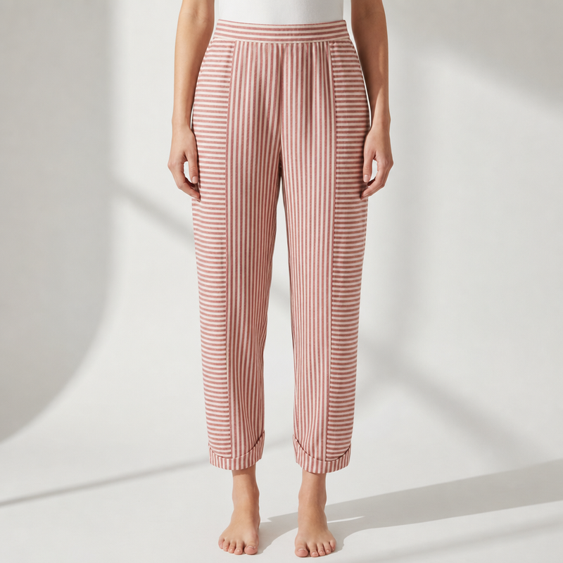 Sorrento Striped Jogger Pants in Light Red