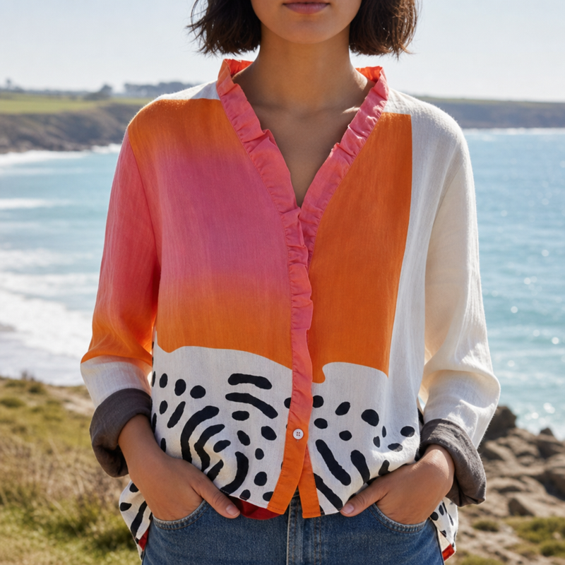 Sanremo Ruffle Print Blouse in Multicolor