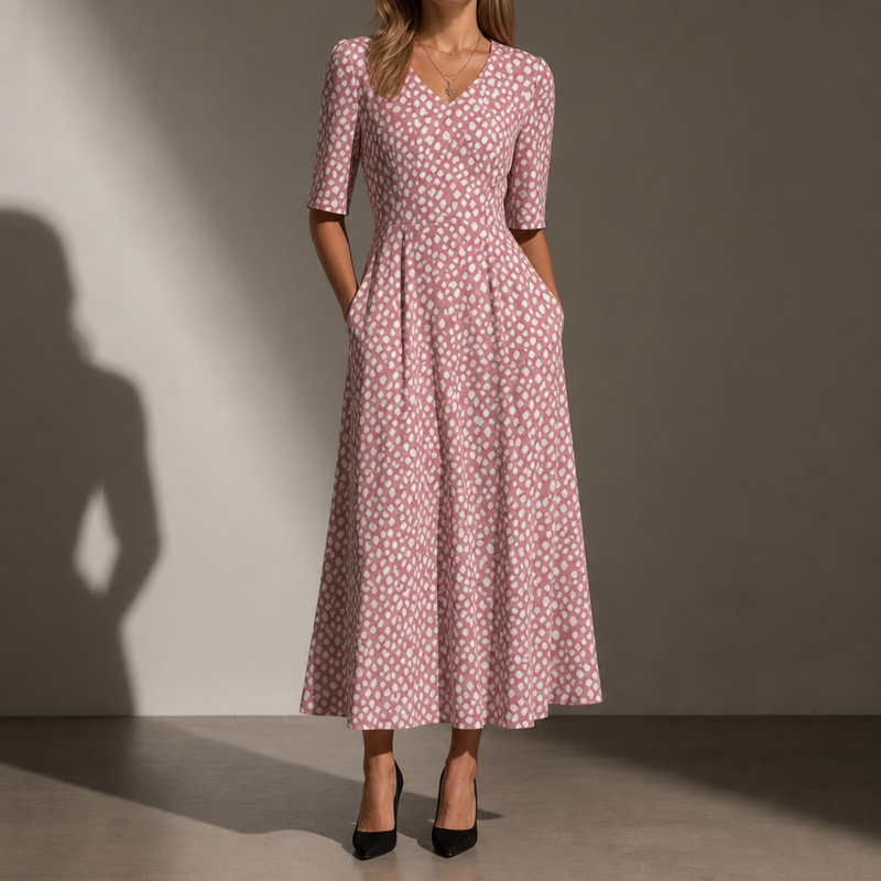 Cortona Polka Dot Midi Dress in Pink