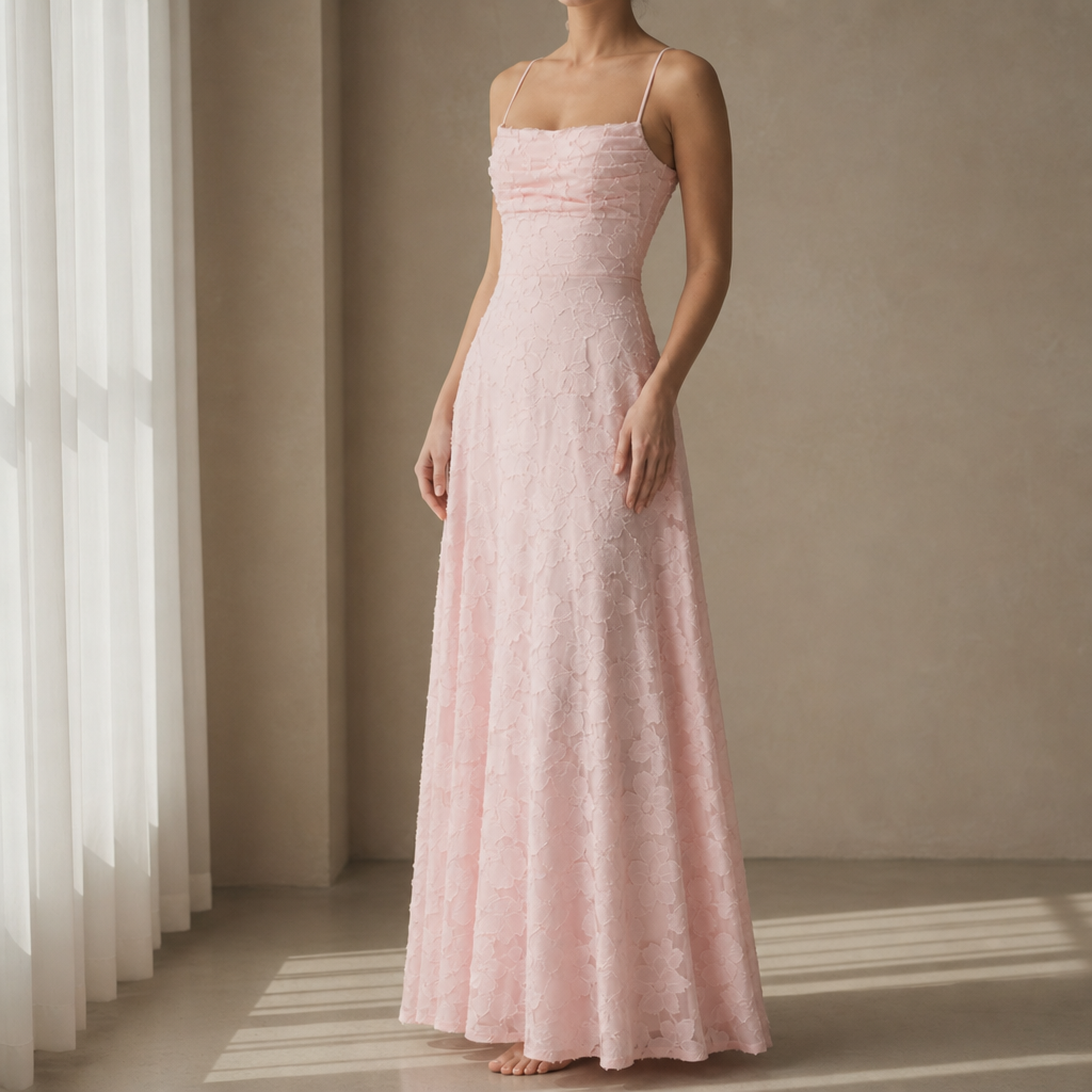 Bandol Floral Textured Maxi Dress in Pink
