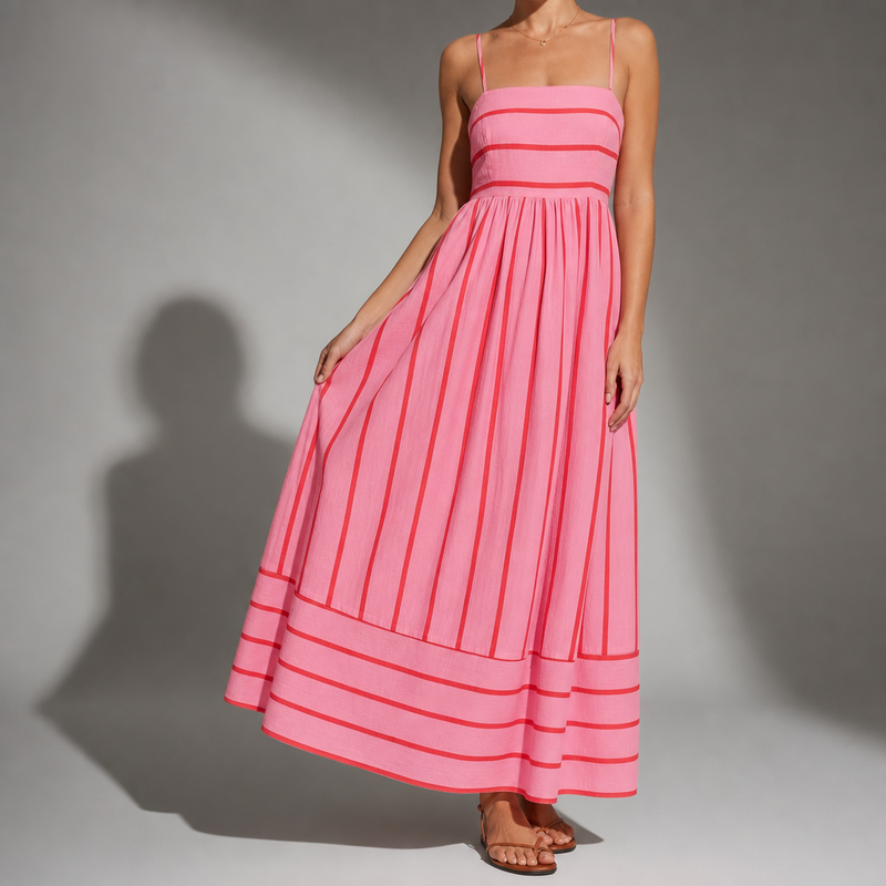 Coimbra Striped Maxi Dress in Pink