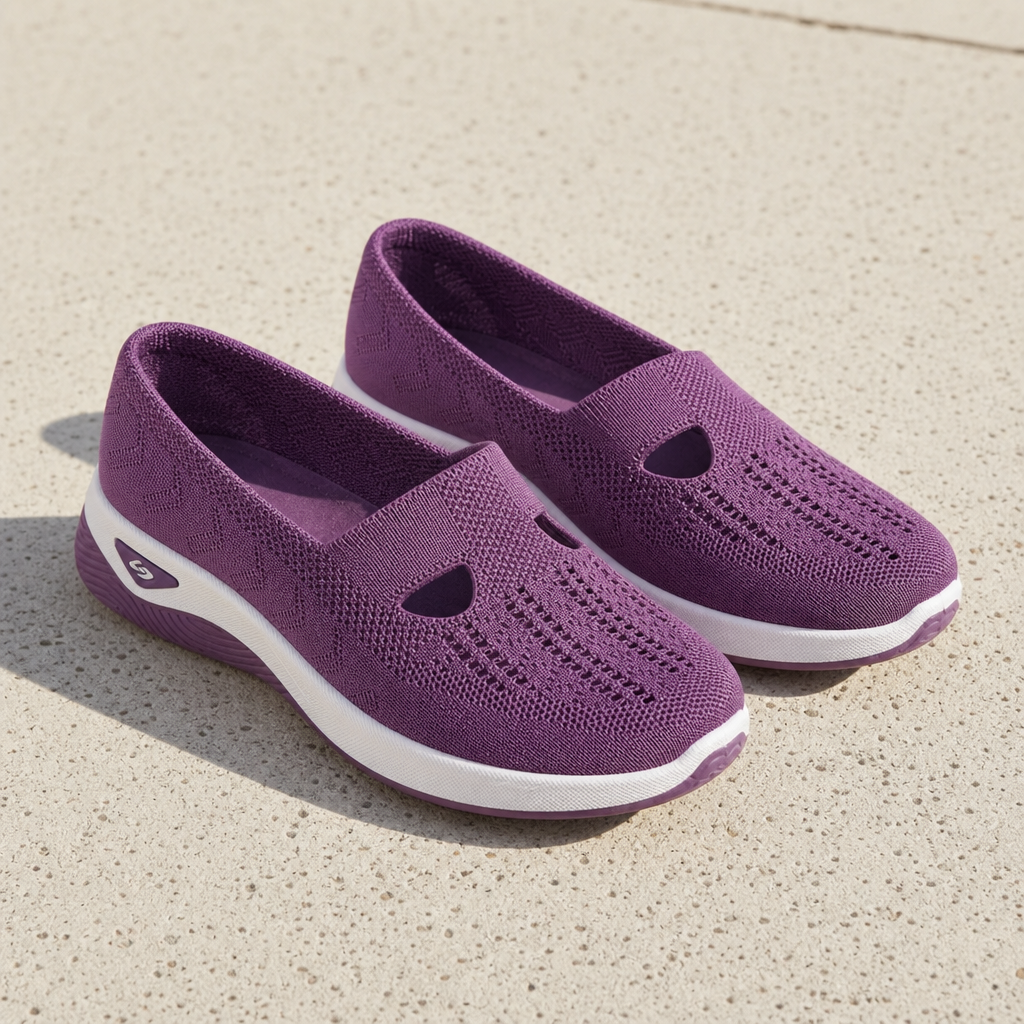 Estepona Orthopedic Knit Slip-Ons in Purple