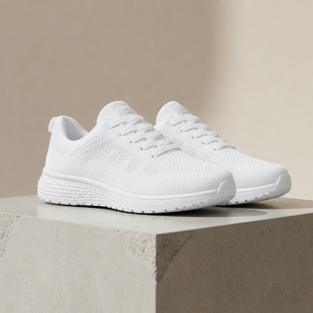 Hyeres Mesh Lace-Up Sneakers in White