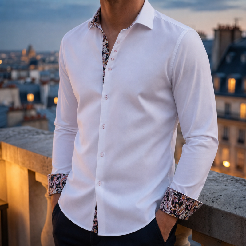 Lerici Paisley Accent Dress Shirt in White