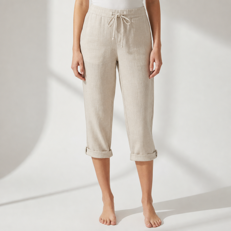 Porquerolles Linen Drawstring Bermuda Shorts in Beige