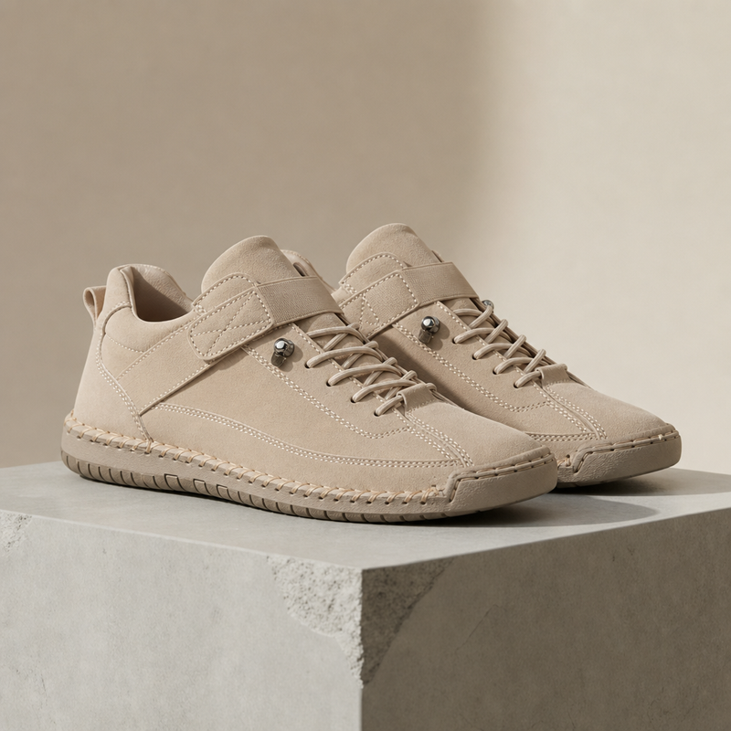 Merida Orthopedic Leather Sneakers in Beige