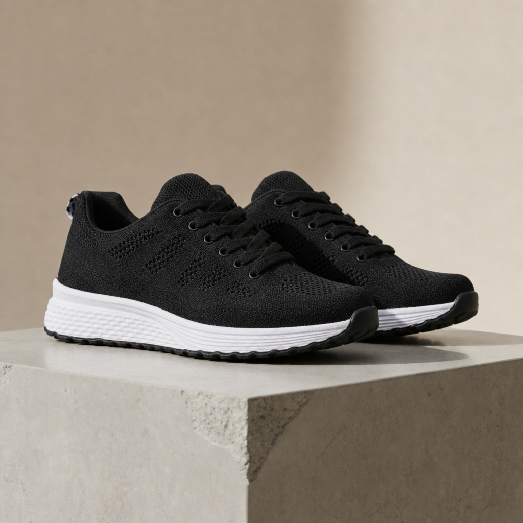 Hyeres Mesh Lace-Up Sneakers in Black