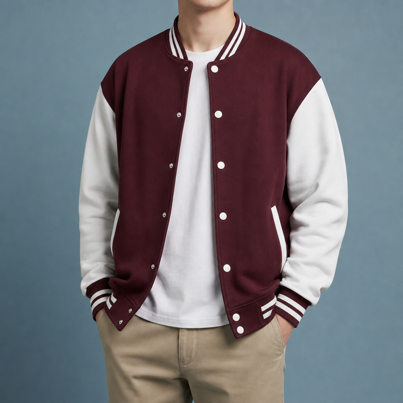 Porec Varsity Letterman Jacket in Burgundy