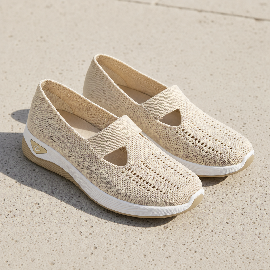 Estepona Orthopedic Knit Slip-Ons in Cream