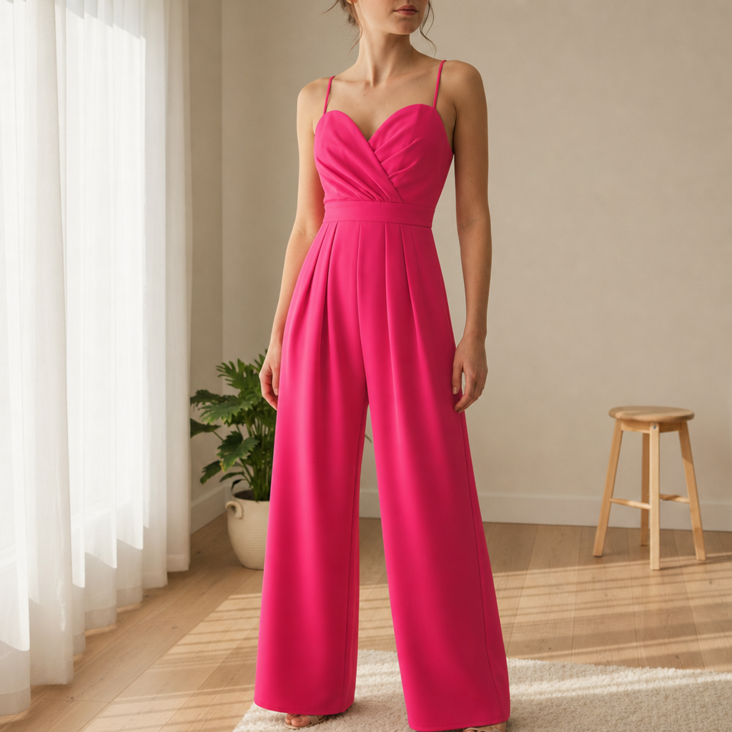 Meteora Sweetheart Wide Leg Jumpsuit in Pink