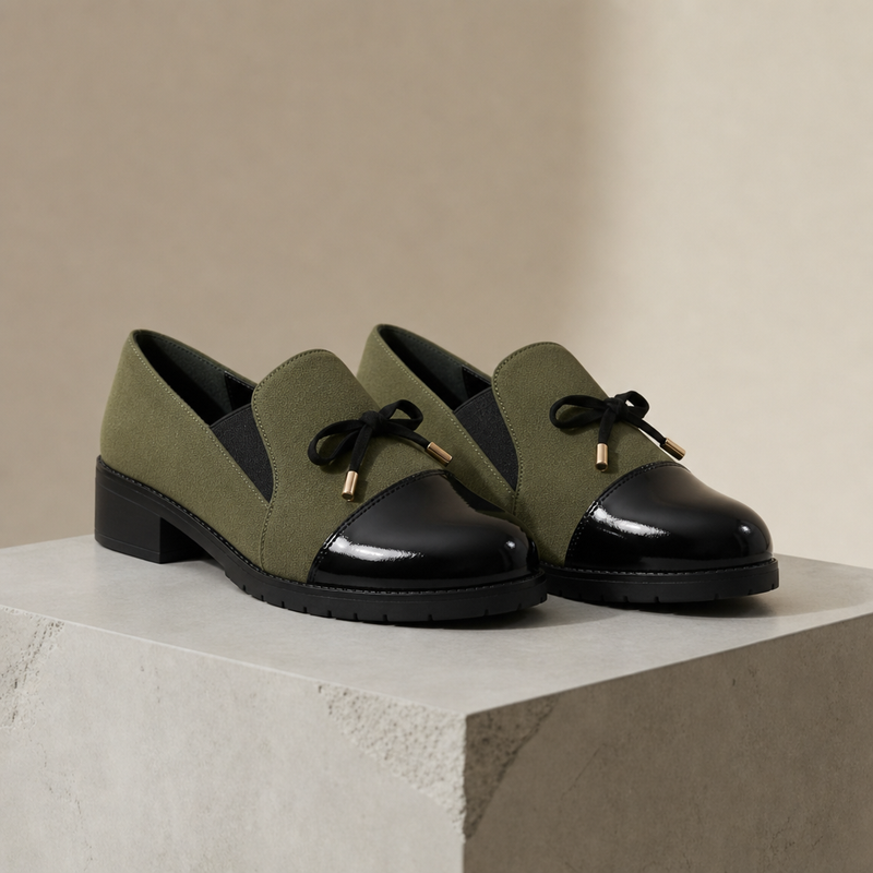 Estoril Bow Detail Loafers in Green