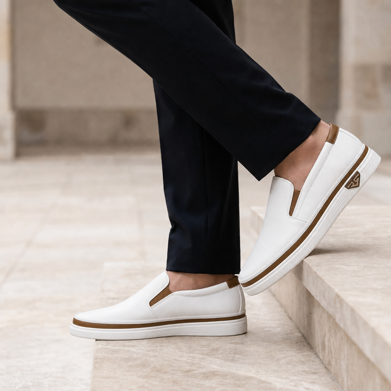 Opatija Slip-On Contrast Sole Sneakers in White