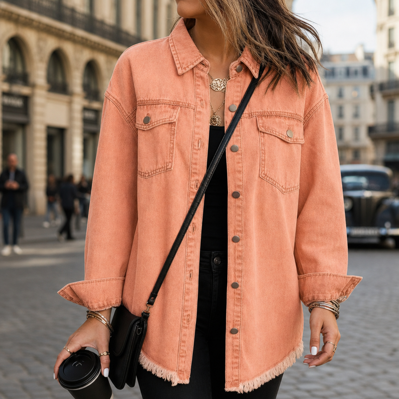Comporta Oversized Denim Jacket in Peach