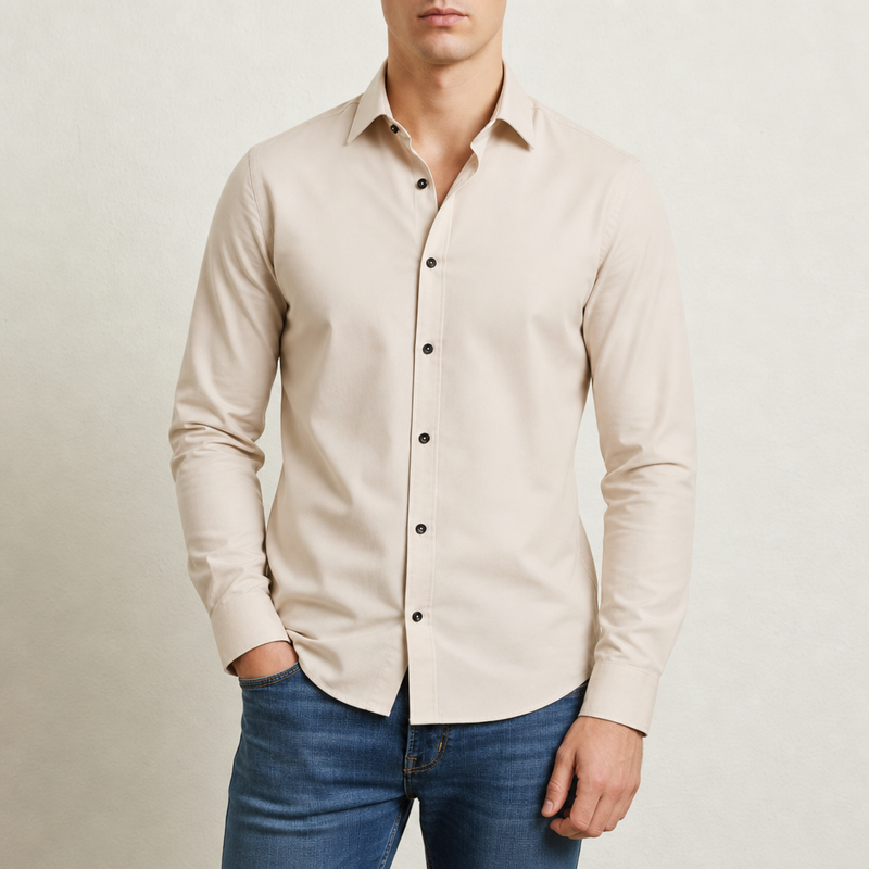Formentor Slim Fit Dress Shirt in Beige