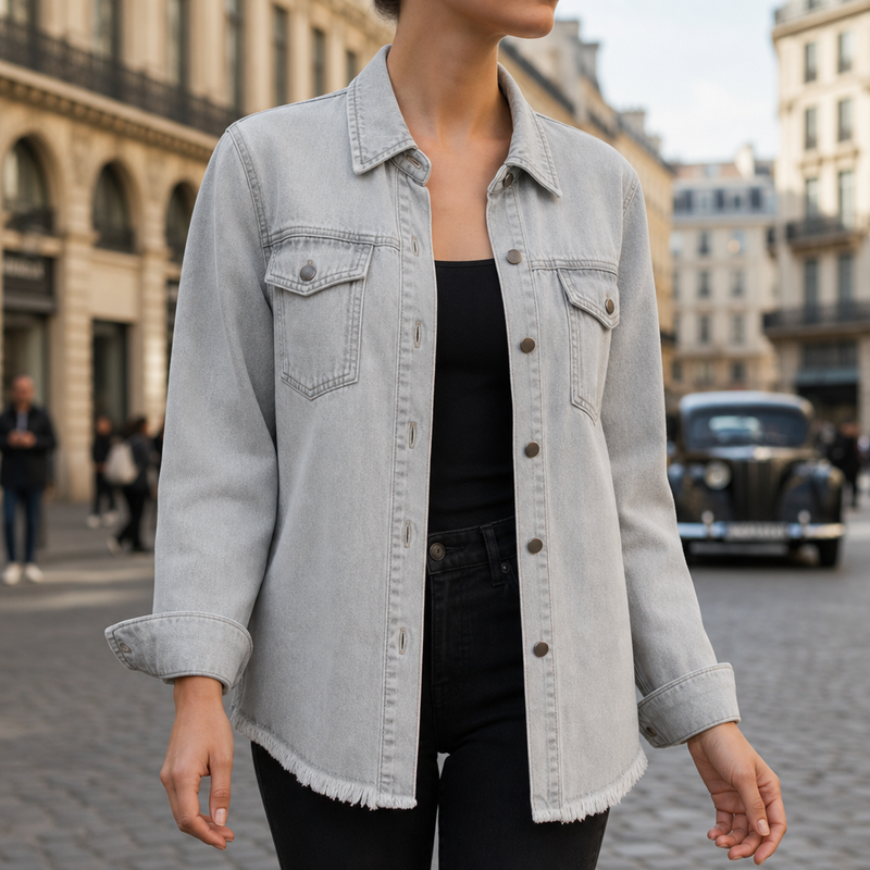 Comporta Oversized Denim Jacket in Gray
