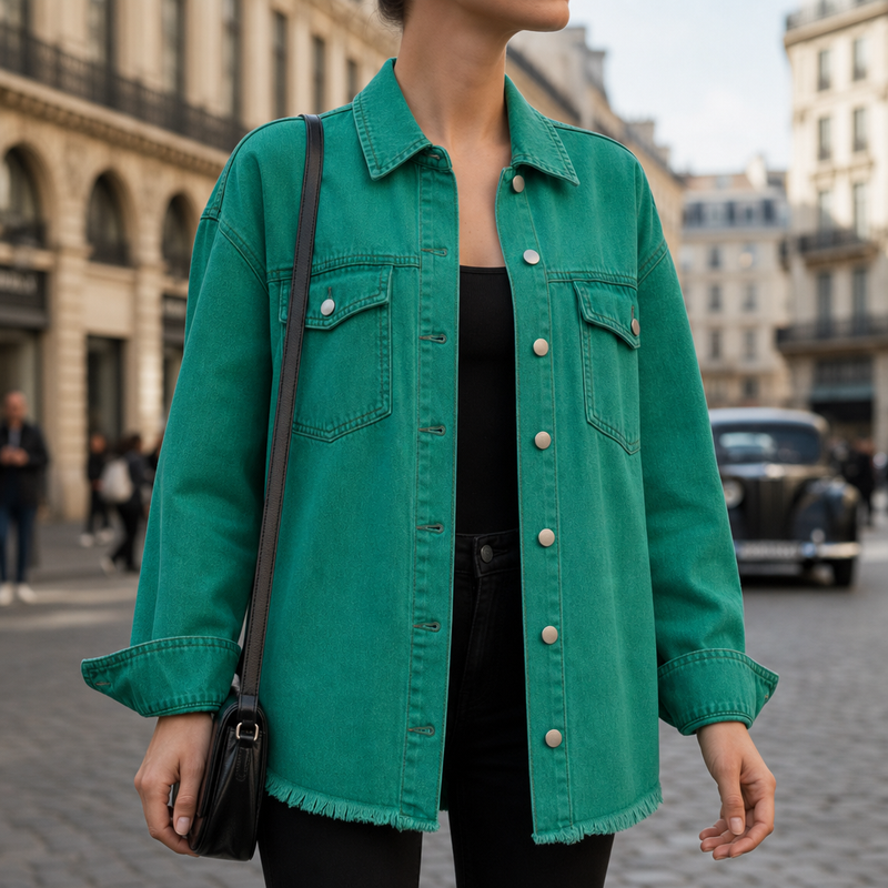 Comporta Oversized Denim Jacket in Green