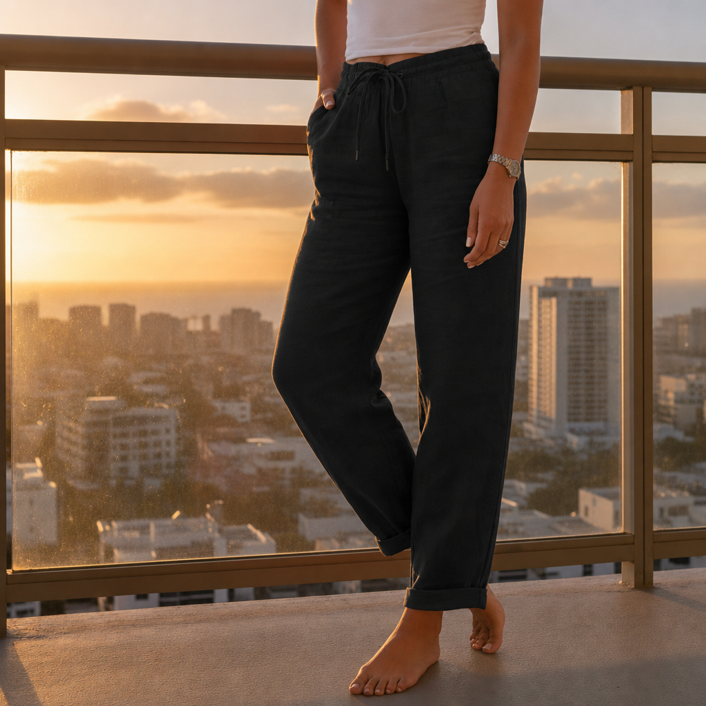 Trujillo Relaxed Linen Pants in Black