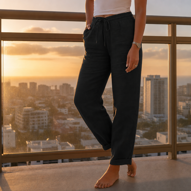 Trujillo Relaxed Linen Pants in Black