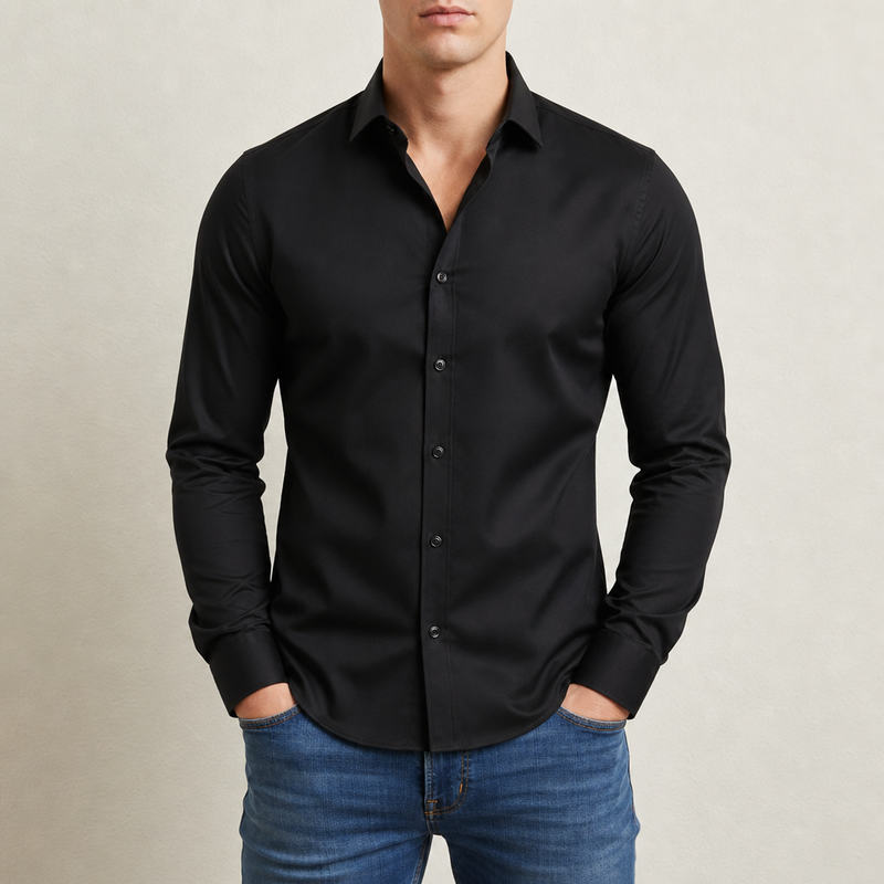 Formentor Slim Fit Dress Shirt in Black