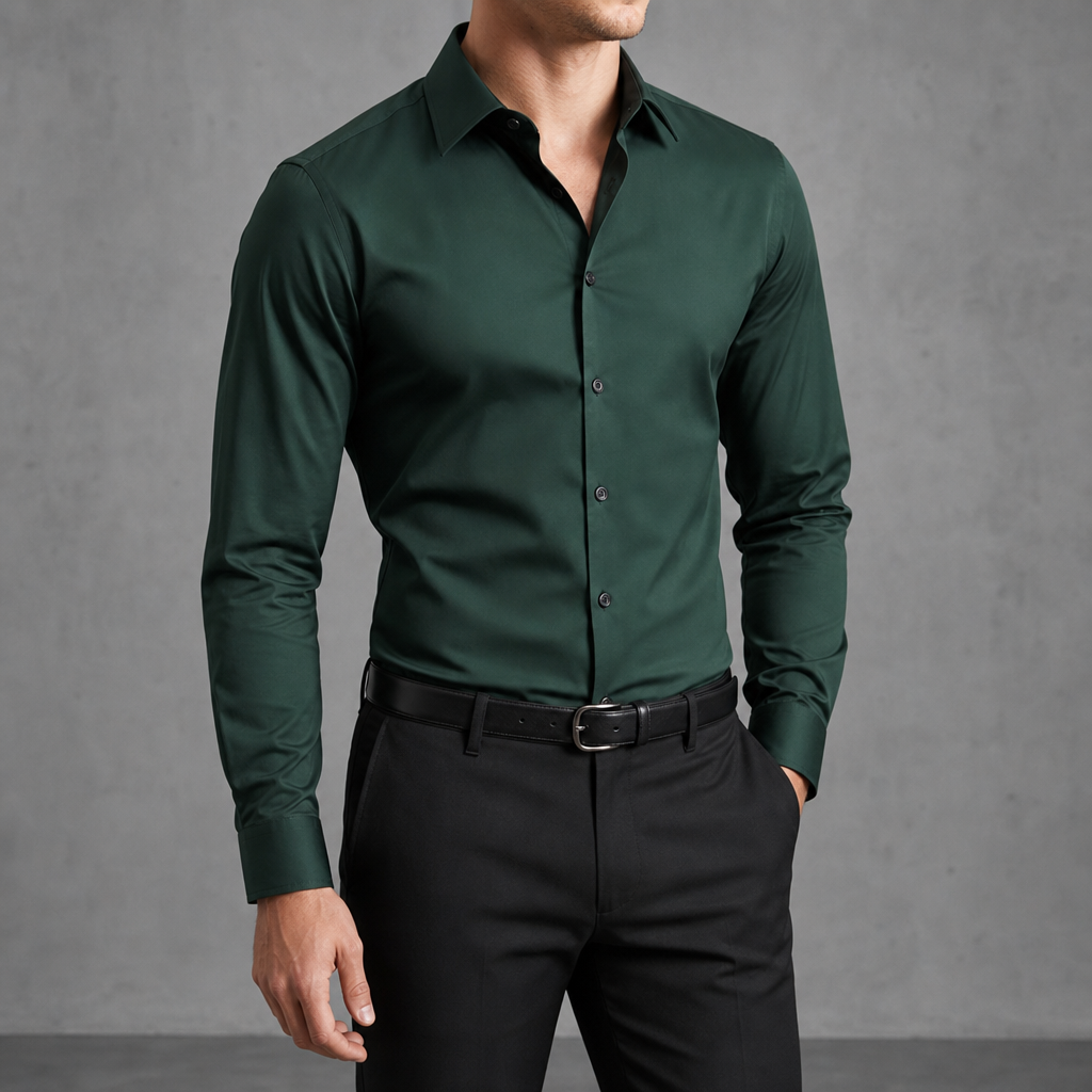 Oviedo Slim Fit Dress Shirt in Dark Green