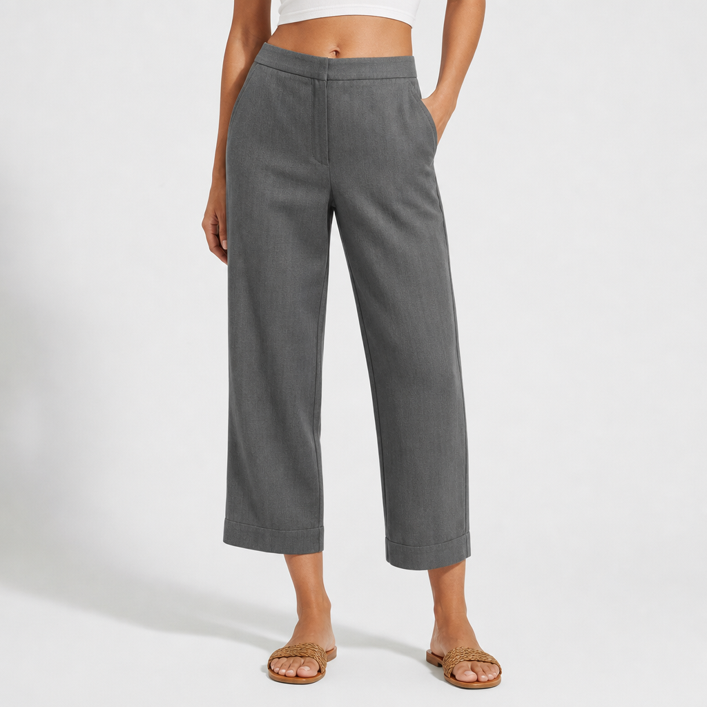 Fiesole Cropped Linen Pants in Graphite Grey