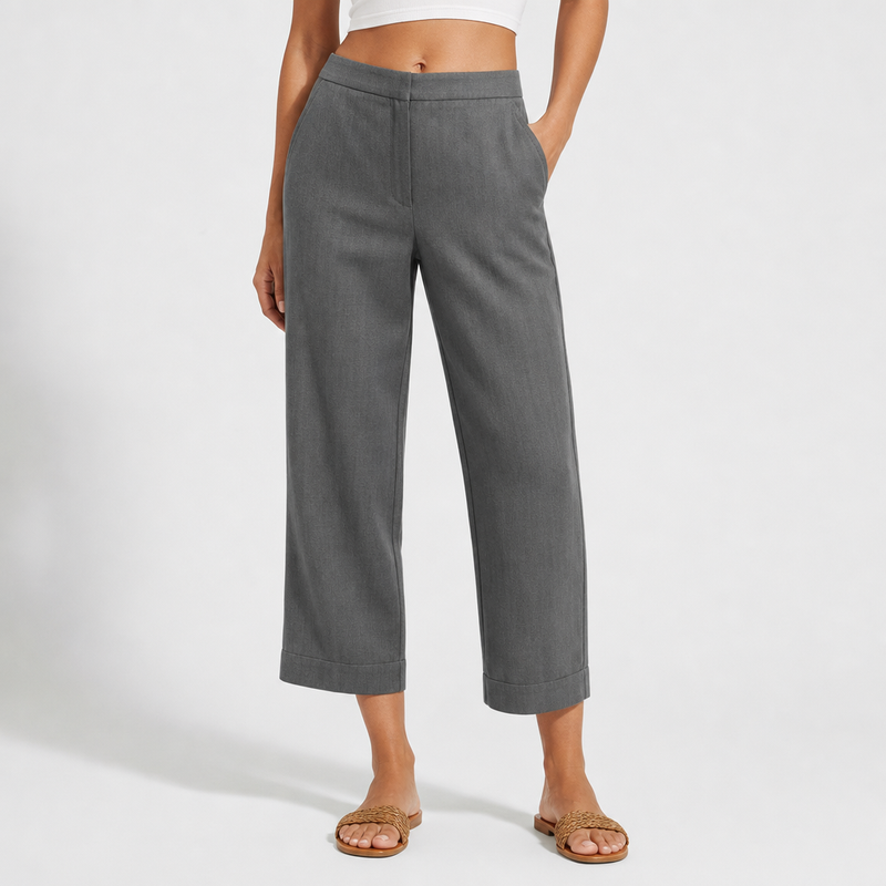 Fiesole Cropped Linen Pants in Graphite Grey