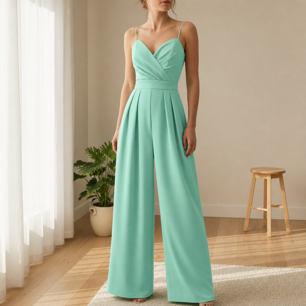 Meteora Sweetheart Wide Leg Jumpsuit in Green