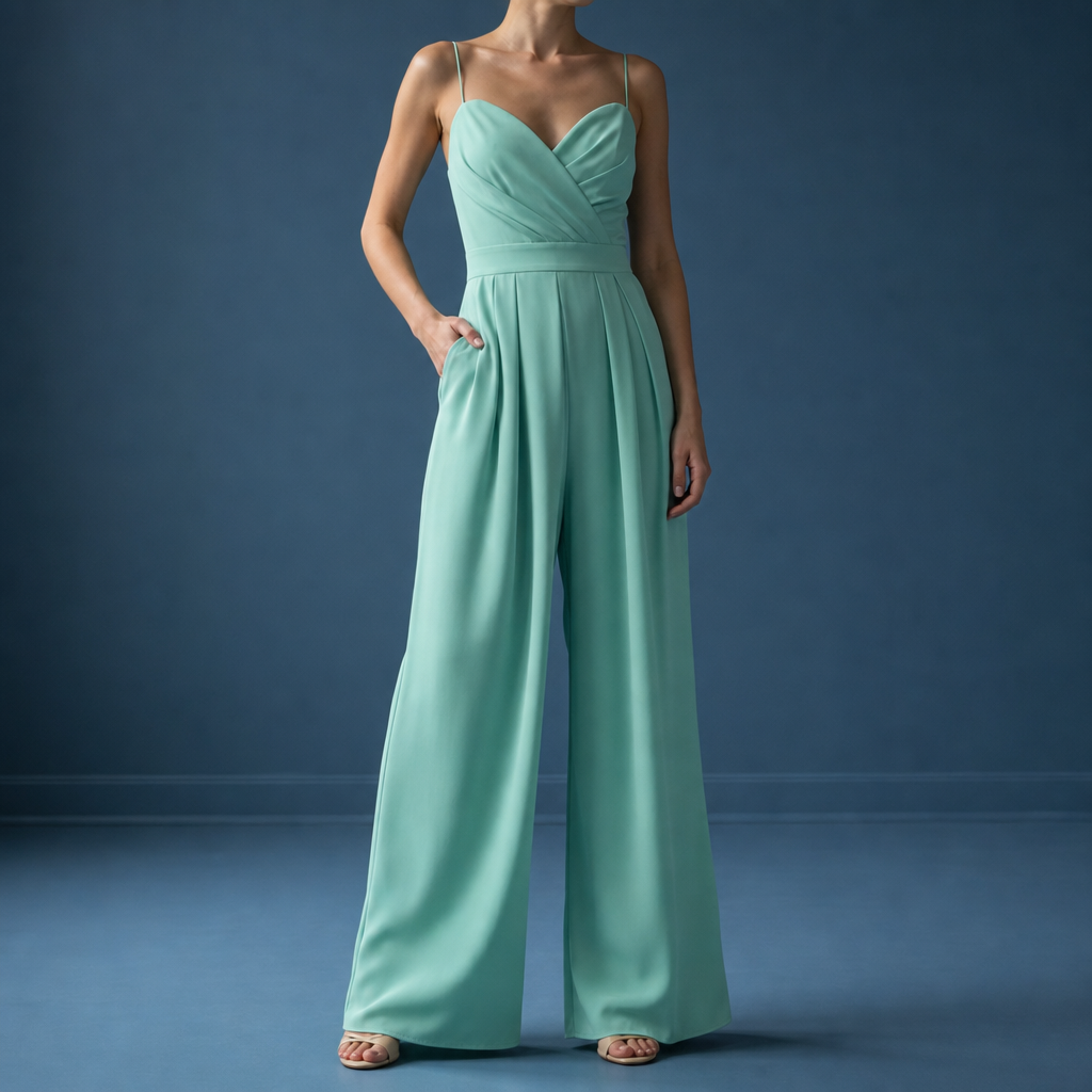 Avignon Sweetheart Wide Leg Jumpsuit in Green