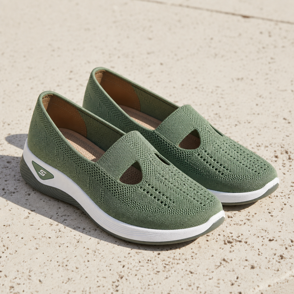 Estepona Orthopedic Knit Slip-Ons in Green