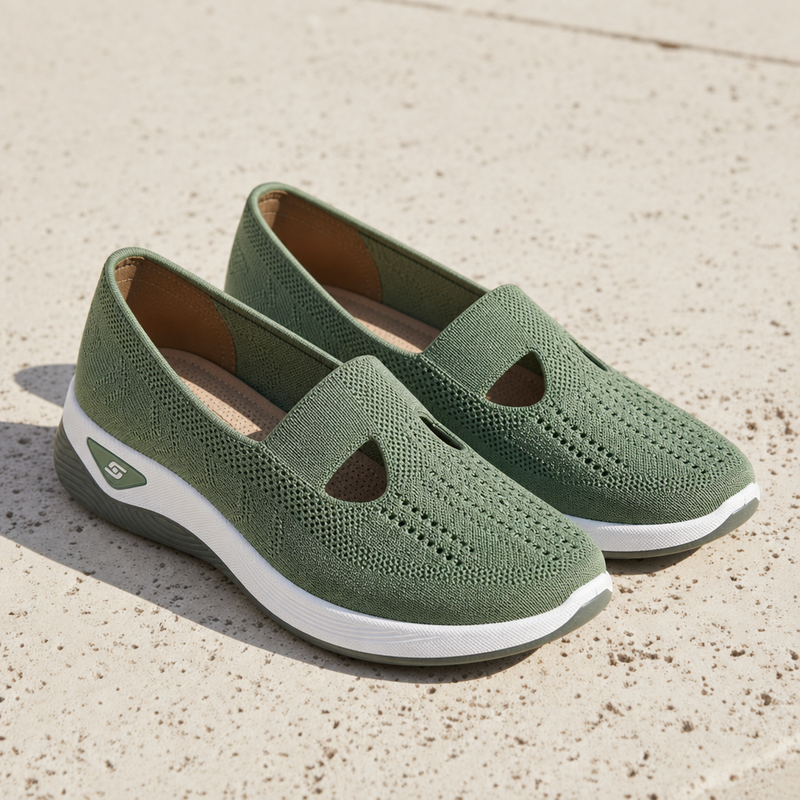 Estepona Orthopedic Knit Slip-Ons in Green