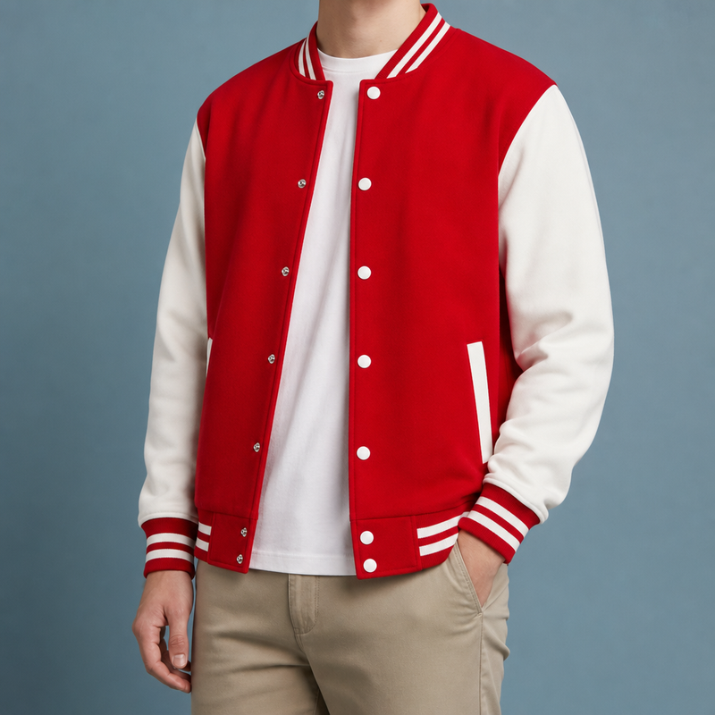 Porec Varsity Letterman Jacket in Red
