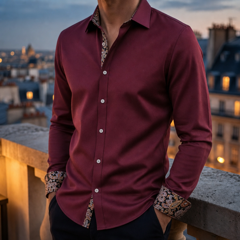 Lerici Paisley Accent Dress Shirt in Red